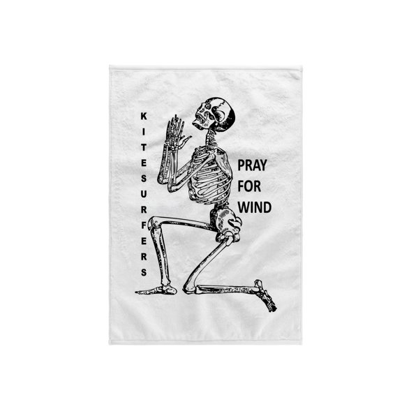 3dRose, Kiteboarding Humor Kneeling Skeleton Praying For Wind 1, 15x22 Hand Towel