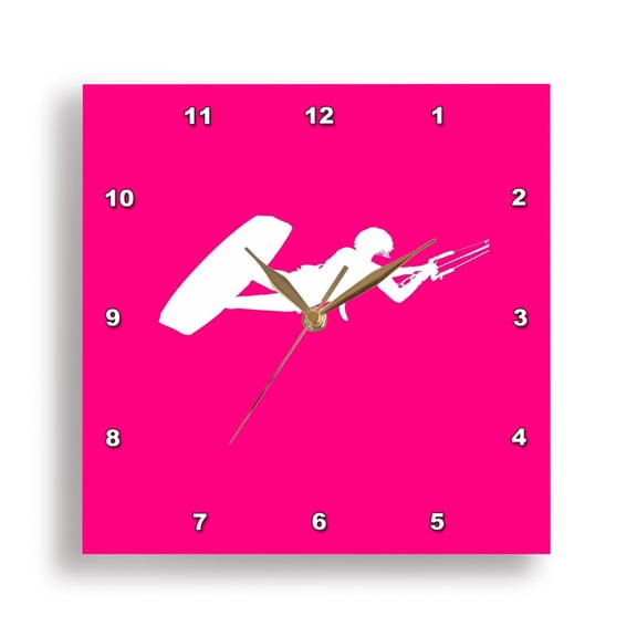 3dRose, Kiter Silhouette In White Kitesurfer Action Vector Art, 15x15 Wall Clock
