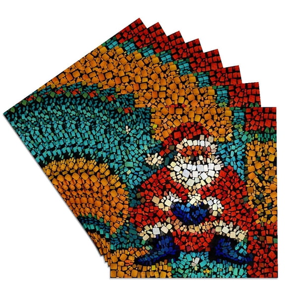 3drose, Kitschy Snowmen Christmas Fun Black Outline Art, Set of 8 Ceramic Tile Coasters