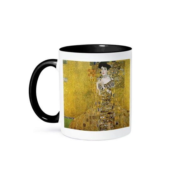 3dRose, Klimts Portrait In Gold, 11oz Two-Tone Black Mug