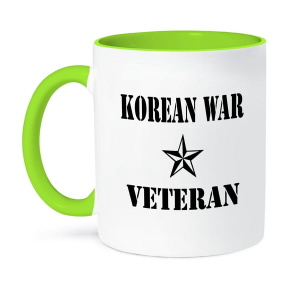 3dRose, Korean War Veteran, Black and White, 11oz Two-Tone Green Mug