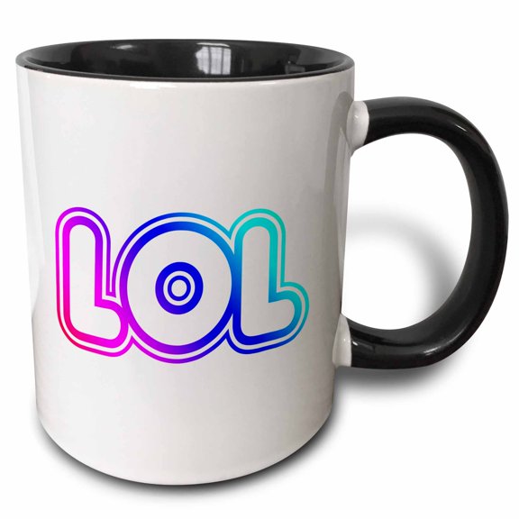 3drose, Lol Laugh Out Loud Acronym Laughing Lolspeak, 15oz Two-tone Black Mug
