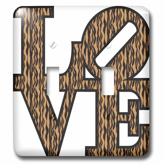 3dRose, LOVE with vertical Tiger stripes, double toggle switch