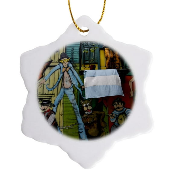 3drose, La Boca Buenos Aires Most Colorful District 7, 3 inch Snowflake Porcelain Ornament