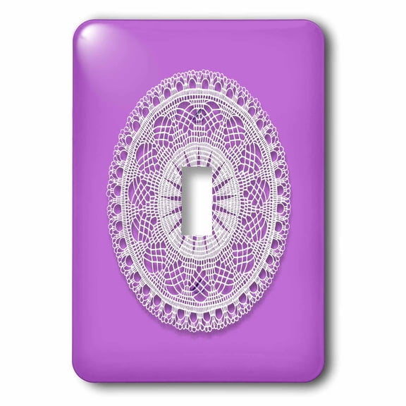 3dRose, Lacy White Doily Design over Lavender Background, single toggle switch