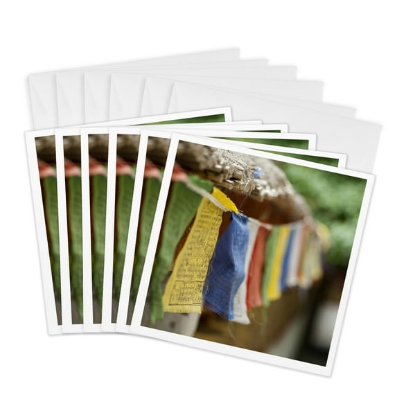 3dRose, Ladakh, Alchi, Buddhist prayer flags - AS10 AAS0022 - Anthony Asael, 6 Greeting Cards with envelopes