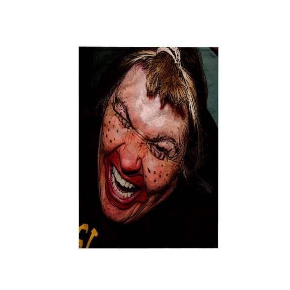 3dRose, Lady Dressed Up Like Ugly Clown for Halloween With Her Face Very Animated, Silly and Scary, 15x22 Hand Towel