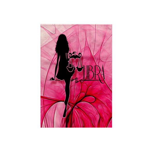 3dRose, Lady Libra in Pink and Black Swirls Zodiac Collection, 15x22 Hand Towel