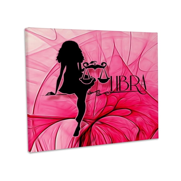 3dRose, Lady Libra in Pink and Black Swirls Zodiac Collection, Museum Grade Canvas Wrap 10x8