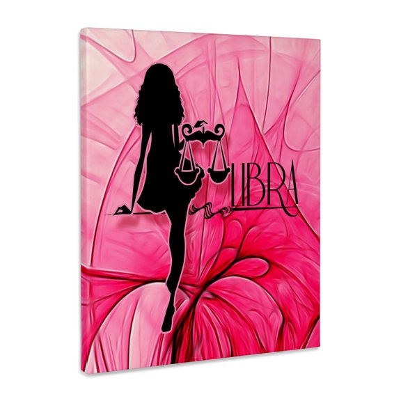 3dRose, Lady Libra in Pink and Black Swirls Zodiac Collection, Museum Grade Canvas Wrap 8x10