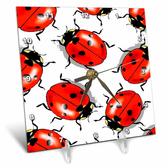 3dRose, Ladybug, 6x6 Desk Clock