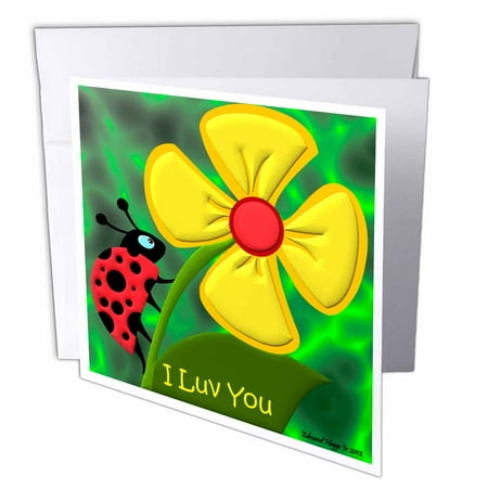3dRose Ladybug I Love You, Greeting Cards, 6 x 6 inches, set of 6