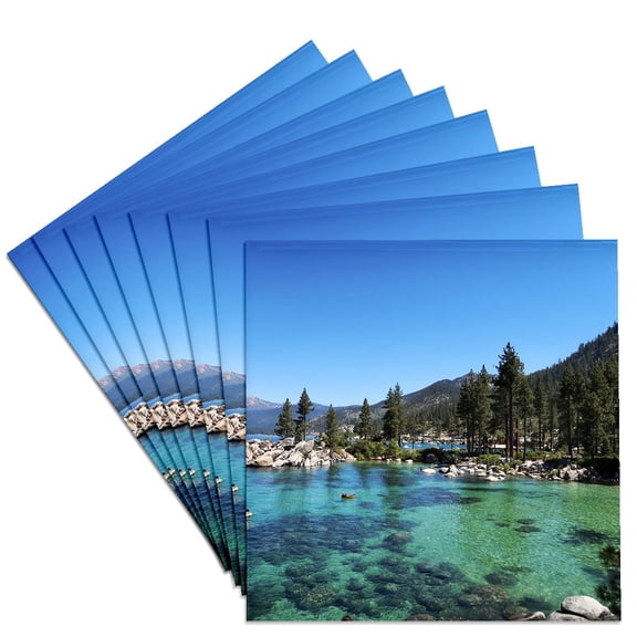 3drose, Lake Tahoe Sand Harbor Beautiful View, Set of 8 Ceramic Tile Coasters