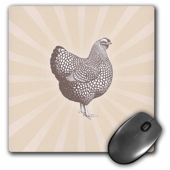 3dRose, Large Brown Speckled Hen over Tonal Sunrise Background, MousePad
