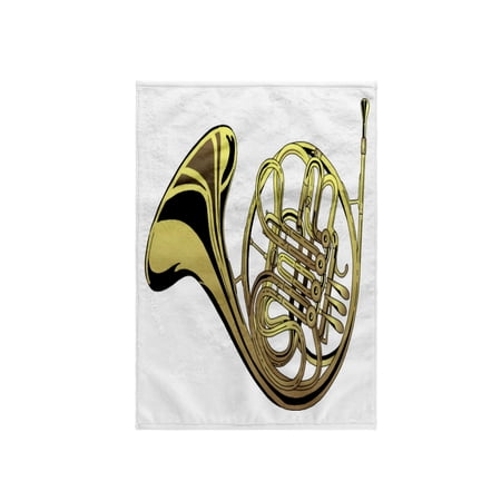 3dRose, Large Gold French Horn, 15x22 Hand Towel