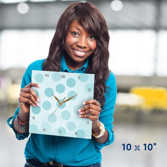 3dRose, Large Turquoise Dots, 10x10 Wall Clock