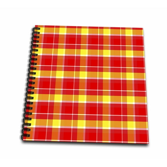 3dRose, Large red and yellow country plaid, Mini Notepad 4 x 4 inch