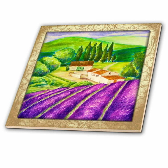 3dRose, Lavender Field, 4 Inch Ceramic Tile