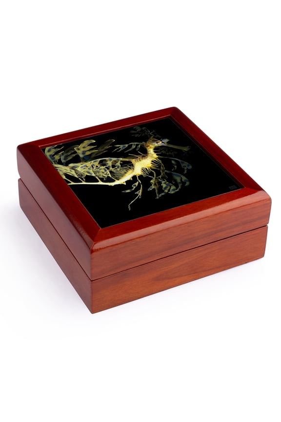 , Leafy Sea Dragon Seahorse, Phycodurus eques,, Jewelry Box 5.5x5.5 inch with 4 inch tile