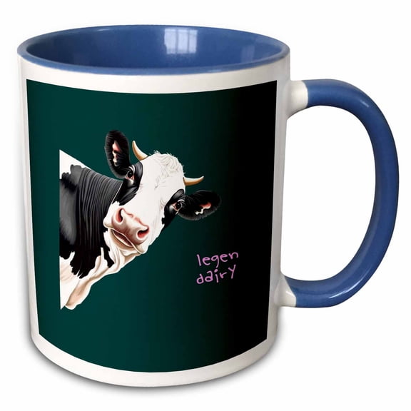 3drose, Legen Dairy Pun Cartoon Style Cow, 11oz Two-tone Blue Mug