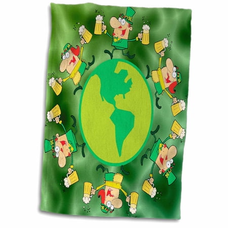 3dRose Leprachauns Celebrating St. Patricks Day With Beer - Towel, 15 by 22-inch