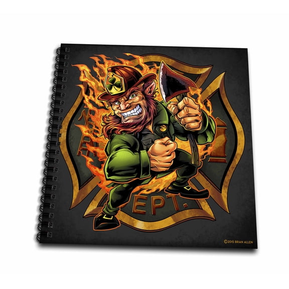 3dRose, Leprechaun firefighter logo, Mini Notepad 4 x 4 inch