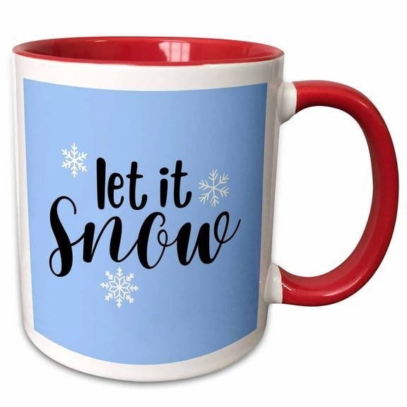 3drose, Let It Snow - Light Blue, 11oz Two-tone Red Mug