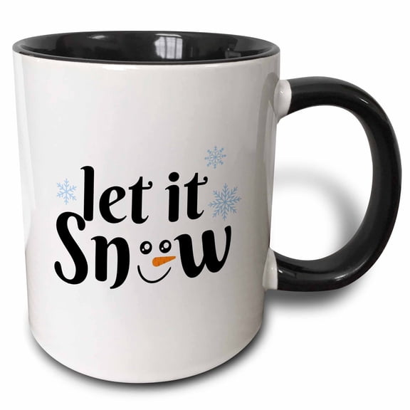 3drose, Let It Snow - Snowman Face, 15oz Two-tone Black Mug