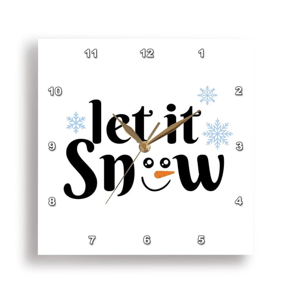 3dRose, Let it Snow - snowman face, 15x15 Wall Clock