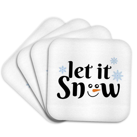 3drose, Let It Snow - Snowman Face, Set of 4 Coasters - Soft