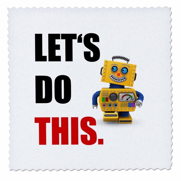 3dRose, Let us do this. Happy robot., 8x8 inch quilt square