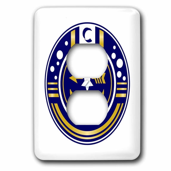 3dRose, Letter C- Anchor Monogram in Navy Blue and Gold Effect, 2 plug outlet cover