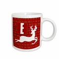 thumbnail image 1 of 3drose, Letter E Monogram Christmas White Reindeer Deck the Halls Theme, 15oz Mug, 1 of 6