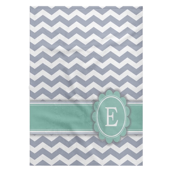 3dRose, Letter E monogrammed on grey and white chevron with turquoise mint gray zigzags personal zig zags, 22x30 Bath Hand Pool Towel