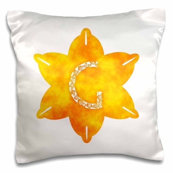 3dRose, Letter G- Golden Yellow Daffodil Monogram, 16x16 inch Pillow Case