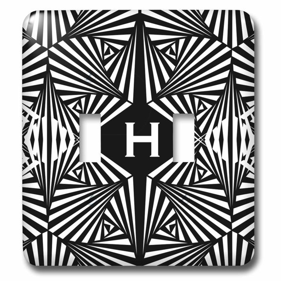 3dRose, Letter H- Black and White Geometric Monogram, double toggle switch