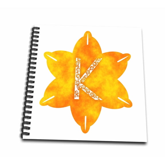 3dRose, Letter K- Golden Yellow Daffodil Monogram, Memory Book 12 x 12 inch