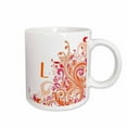thumbnail image 1 of 3drose, Letter L on Pretty Pink N Orange Swirls, 11oz Mug, 1 of 6