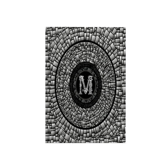 3dRose, Letter M- Crazy Paving Monogram in Grayscale with White Initial Letter, 15x22 Hand Towel
