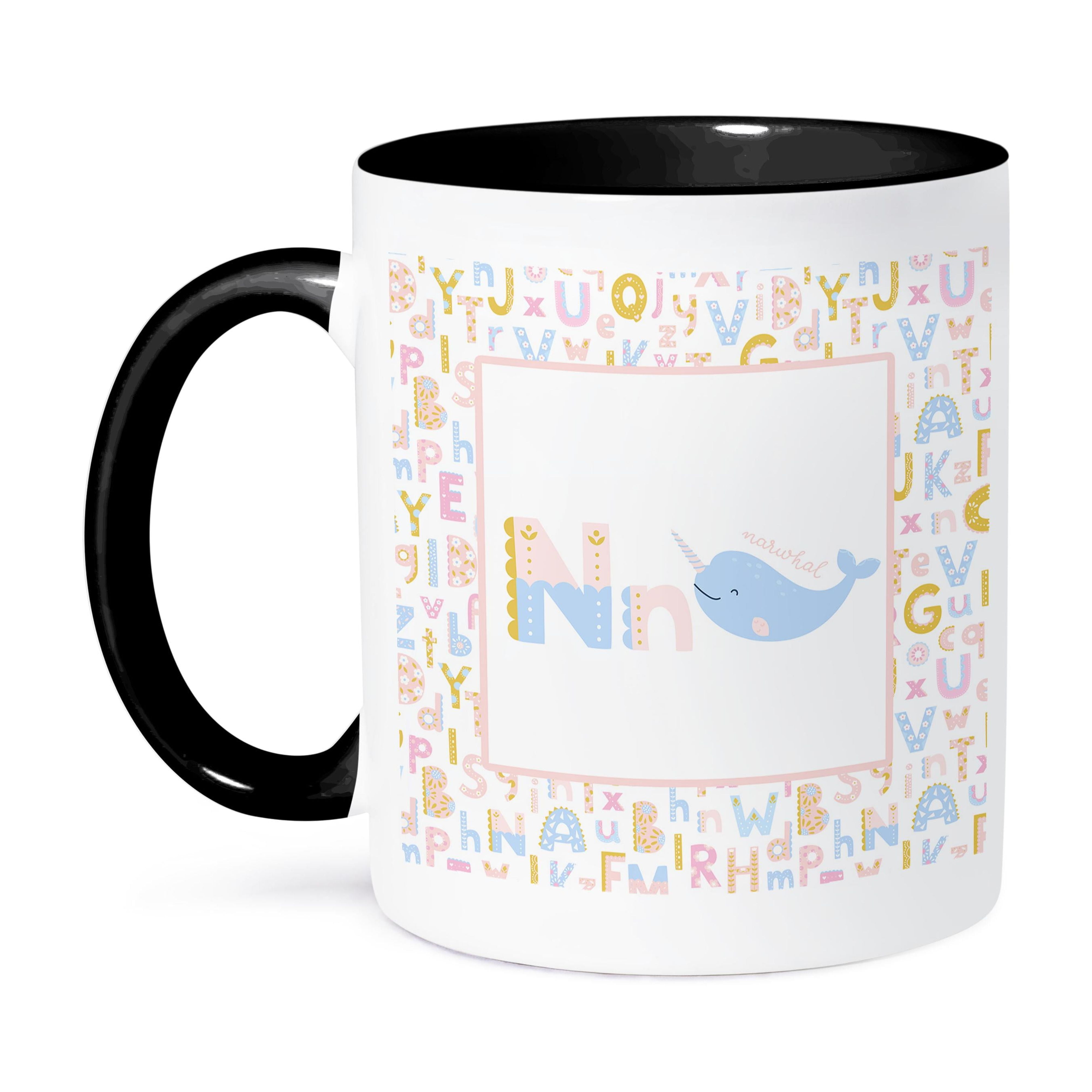 3dRose Letter N Narwhal Illustration For Kids Monogram Personalized 3dRose Letter N Narwhal Illustration For Kids Monogram Personalized