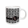 thumbnail image 1 of 3drose, Letter W Personal Monogrammed Damask Pattern-personalized Initial, 11oz Mug, 1 of 6