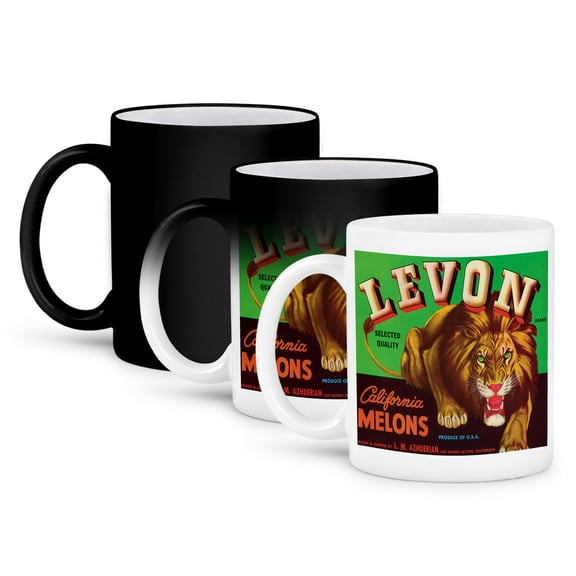 3dRose, Levon Melons California Male Lion with Green Eyes Growling, 11oz Magic Transforming Mug