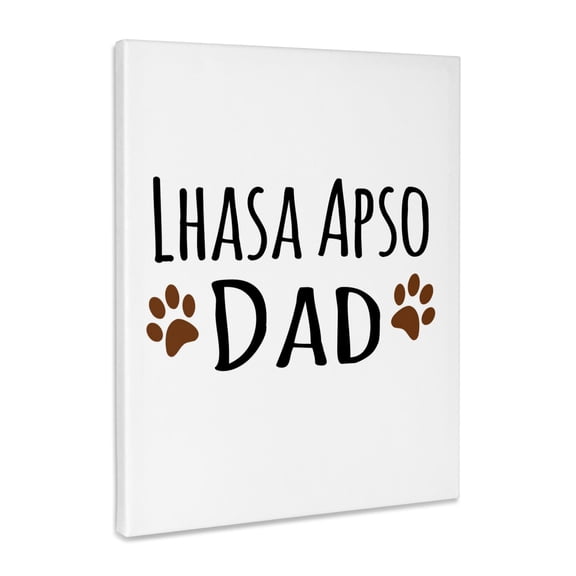 3dRose, Lhasa Apso Dog Dad - Doggie by breed - muddy brown paw prints - doggy lover - pet owner love, Museum Grade Canvas Wrap 8x10