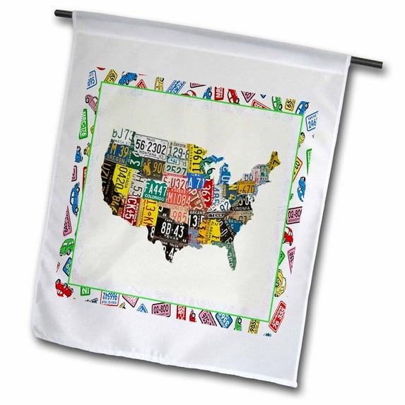 3dRose, License Plate Game, 12 x 18 inch Garden Flag
