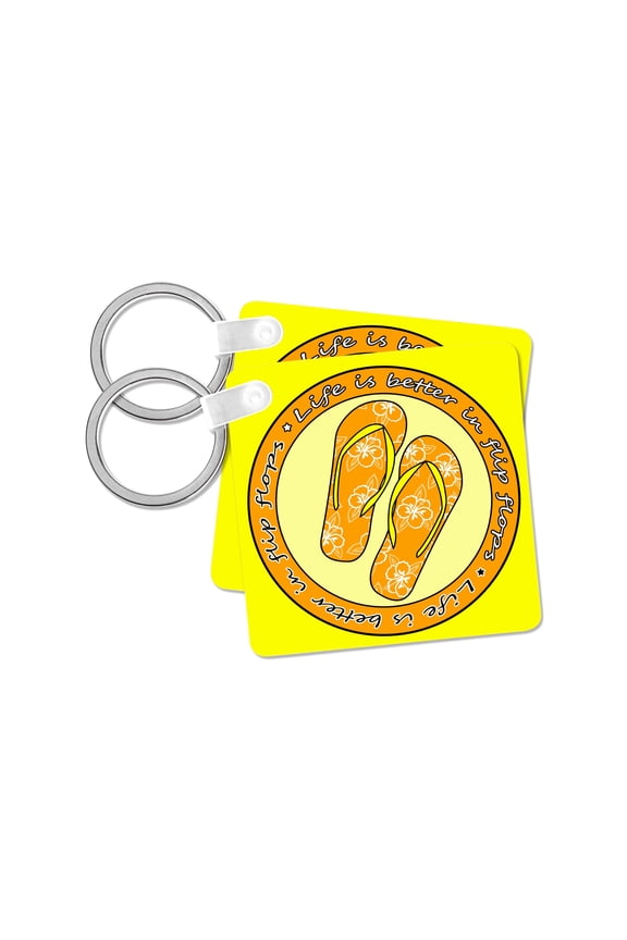, Life is Better in Flip Flops - Orange and Yellow, set of 2 Key Chains