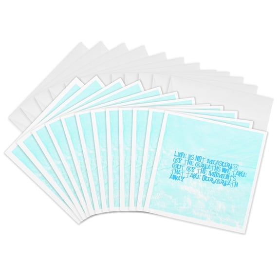 3drose, Life Is Not Measured Inspirational Quote Motivational, 12 Greeting Cards with Envelopes