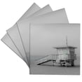 thumbnail image 1 of 3drose, Lifeguard Station on a Cold Winter Morning on Malibu Beach, Set of 4 Ceramic Tile Coasters, 1 of 7