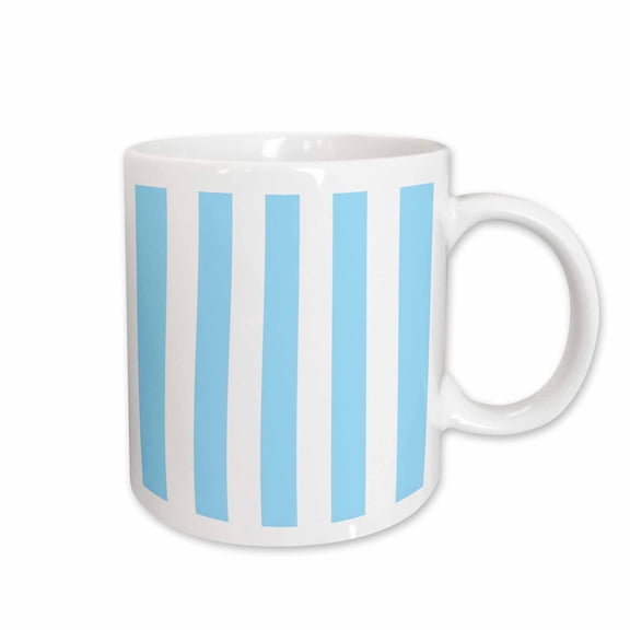 3drose, Light Blue and White Stripes Pattern - Vertical Striped Stripy Stripey Retro Traditional Classic, 15oz Mug
