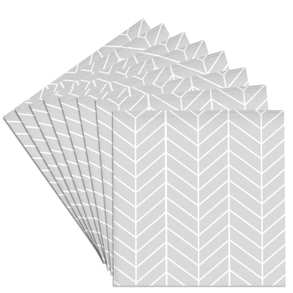 3dRose, Light Grey herringbone - gray chevron arrow feather inspired pattern, Set of 8 Ceramic Tile Coasters