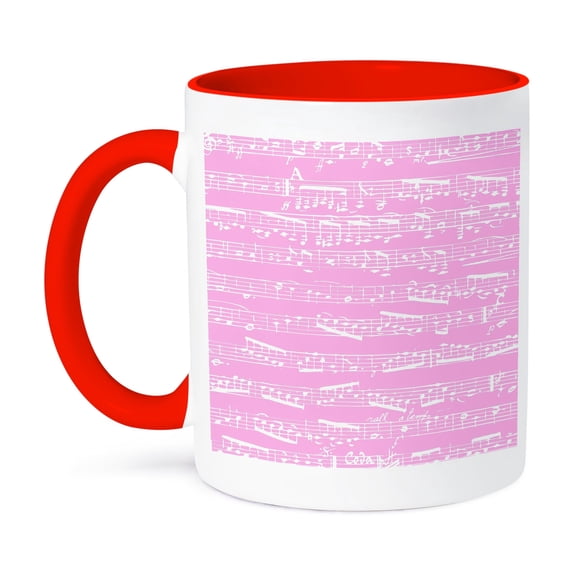 3dRose, Light Pink Musical notes - stylish sheet music - piano notation - modern girly musician girls gifts, 11oz Two-Tone Red Mug